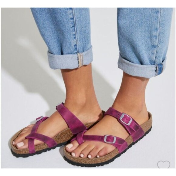 Birkenstock Mayari Oiled Leather Sandals EU 37 Womens 6 Festival Fuchsia Regular - Picture 6 of 11